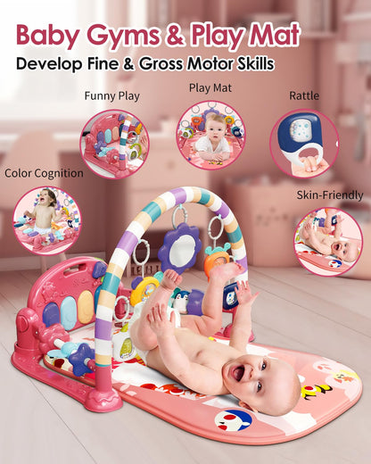 dearlomum Baby Play Mat Baby Gym,Funny Play Piano Tummy Time Baby Activity Mat with 5 Infant