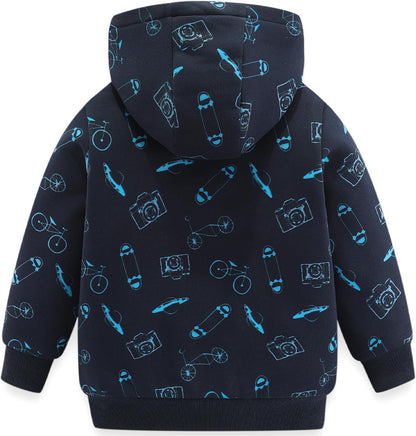Bumeex Kids Boy's Girl's Sherpa Fleece Lined Jacket Spring Fall Winter Zip up Sweatshirt Hoodie