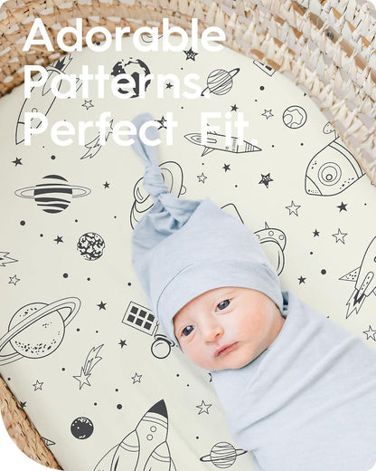 Bassinet Sheets for Baby Boy Girl, TotBasic Buttery Soft Universal Bassinet Fitted Sheet