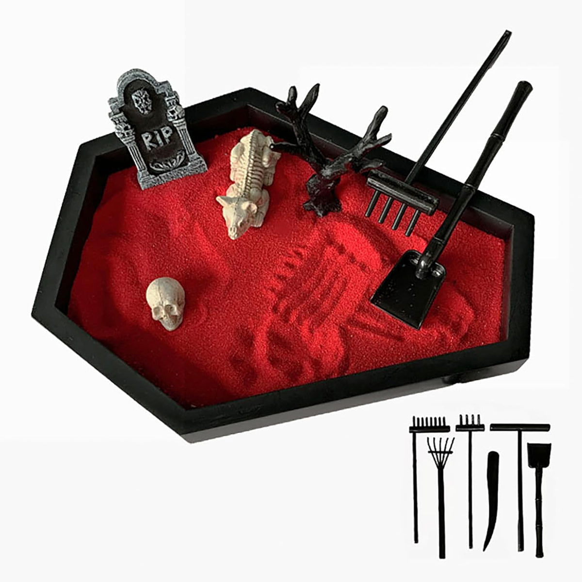 Halloween Office Decorations Coffin Zen Garden Kit for Desk Gothic Decor
