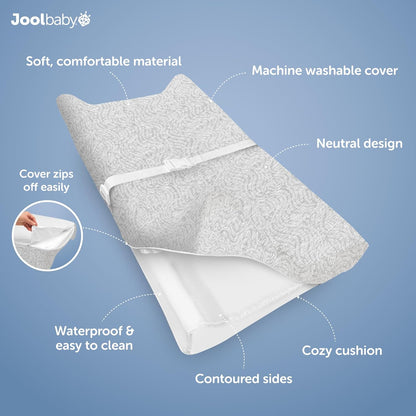 Jool Baby Soft Changing Pad + Washable Cover, Non-Slip - Fits Standard Changing Tables & Dressers