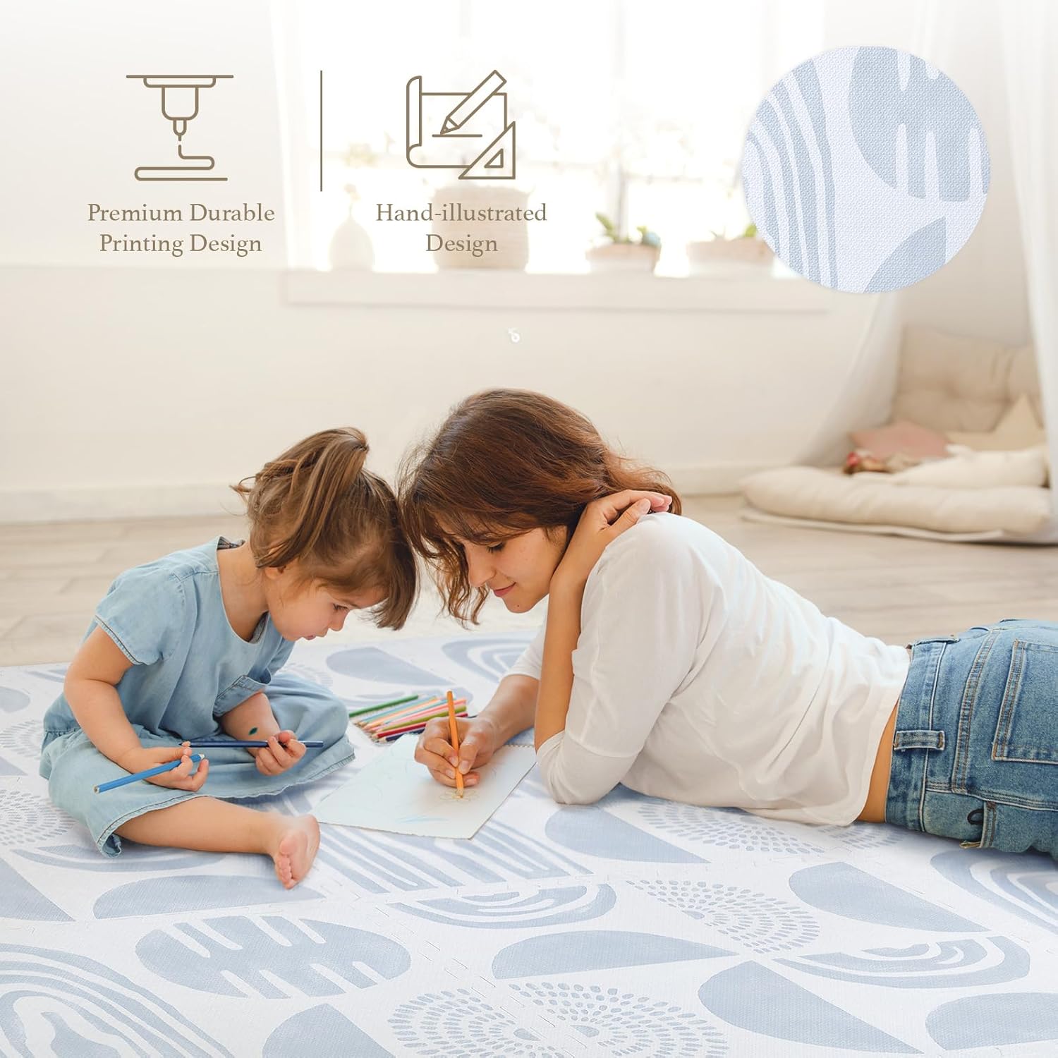 Premium Exercise & Baby Foam Play Mats - Stylish & Large Non-Toxic Odorless Floor Mat - 6 Tiles