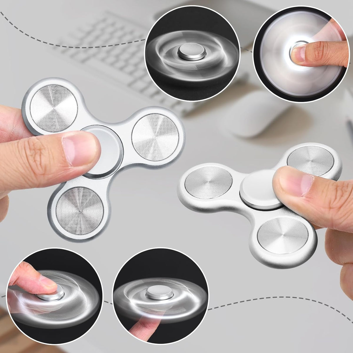 Metal Fidget Spinner for Adults, Silent Sensory Fidget Toys Adults Hand Spinners for ADHD Anxiety