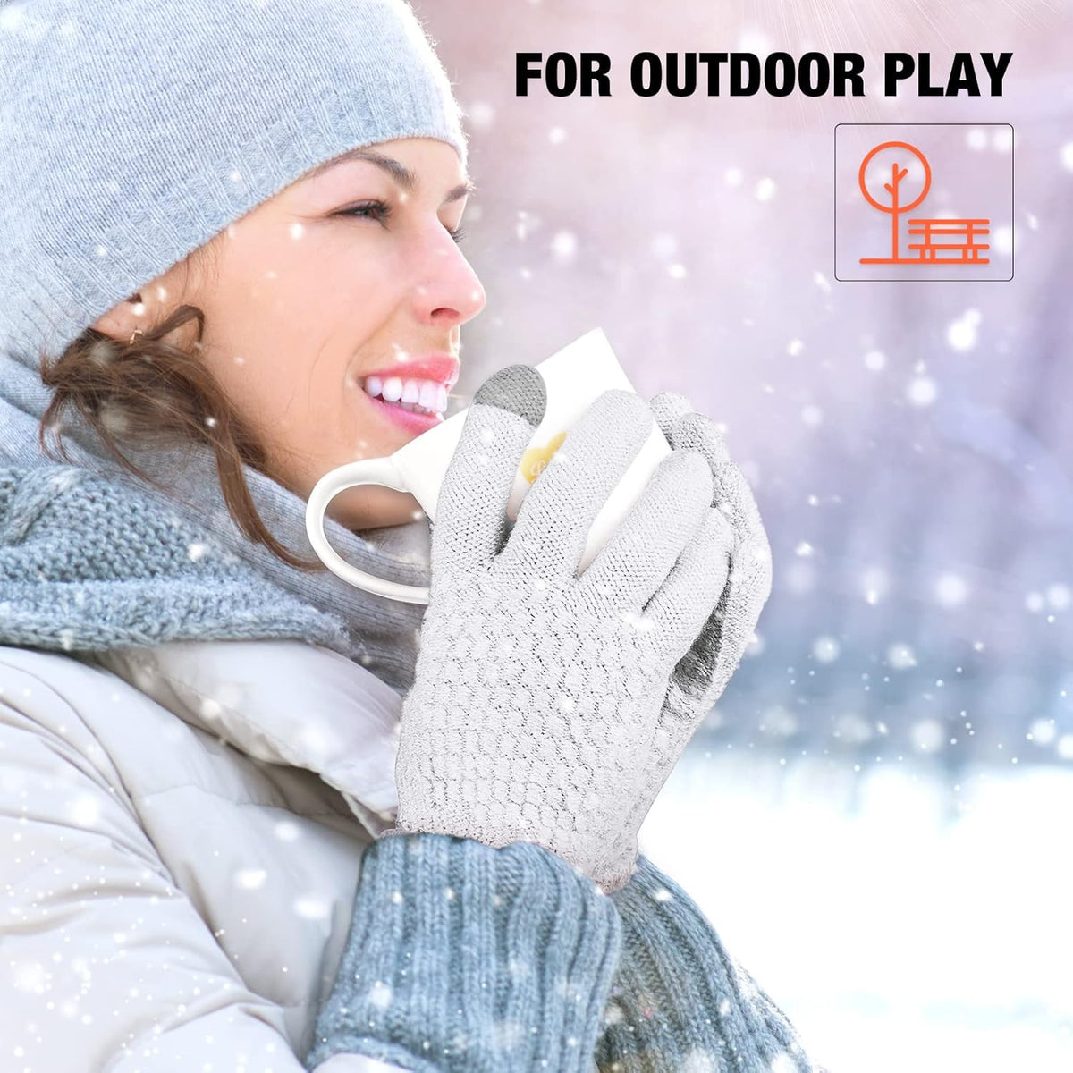 Geyoga 2 Pairs Women's Winter Touch Screen Gloves Soft Warm Fleece Lined Knit Elastic Cuff Winter