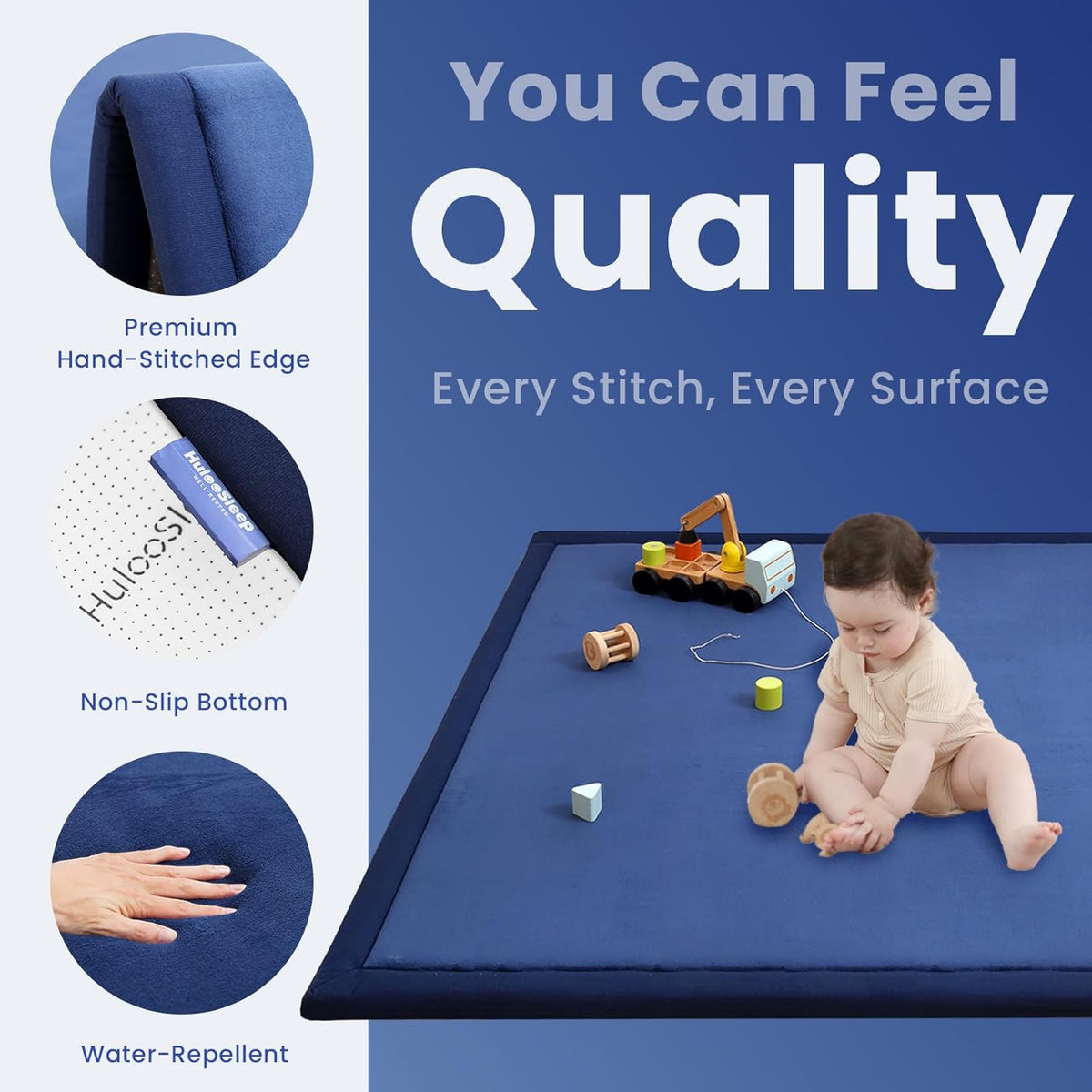 Baby Play Mat for Floor,1.3" Thick Memory foam Tummy Time Mat,Soft Coral Velvet Nursery Rug,Extra