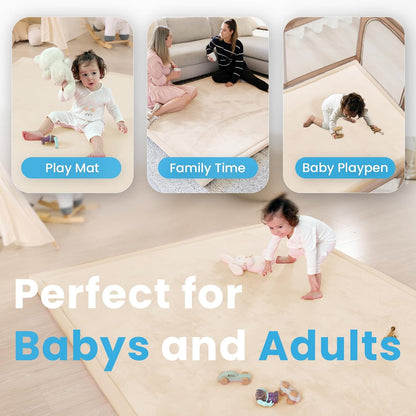 1.3" Thick Baby Play Mat for Floor Playpen,71x59 Large Foam Tummy Time Mat,Padded Support Soft