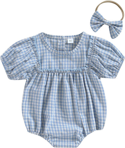 Douhoow Infant Baby Girl Plaid Romper Baby Sweatshirt Romper Ruffle Festival Clothes Fall Winter