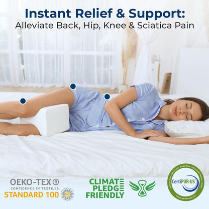 5 STARS UNITED Knee Pillow for Side Sleepers - Hip Pain Relief, Memory Foam Leg Cushion for Side