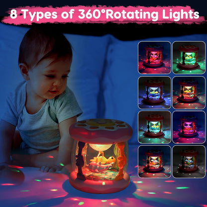 Baby Musical Light Up Toys 0-6 Months Tummy Time Ocean Projector Rotating Infant 0-3 4 5 6 7 8 9