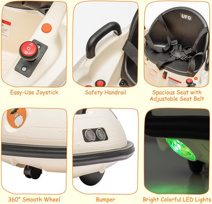 12V Electric Ride on Bumper Car for Toddlers, Kids Bumper Car with Remote Control, 360 Degree Spin