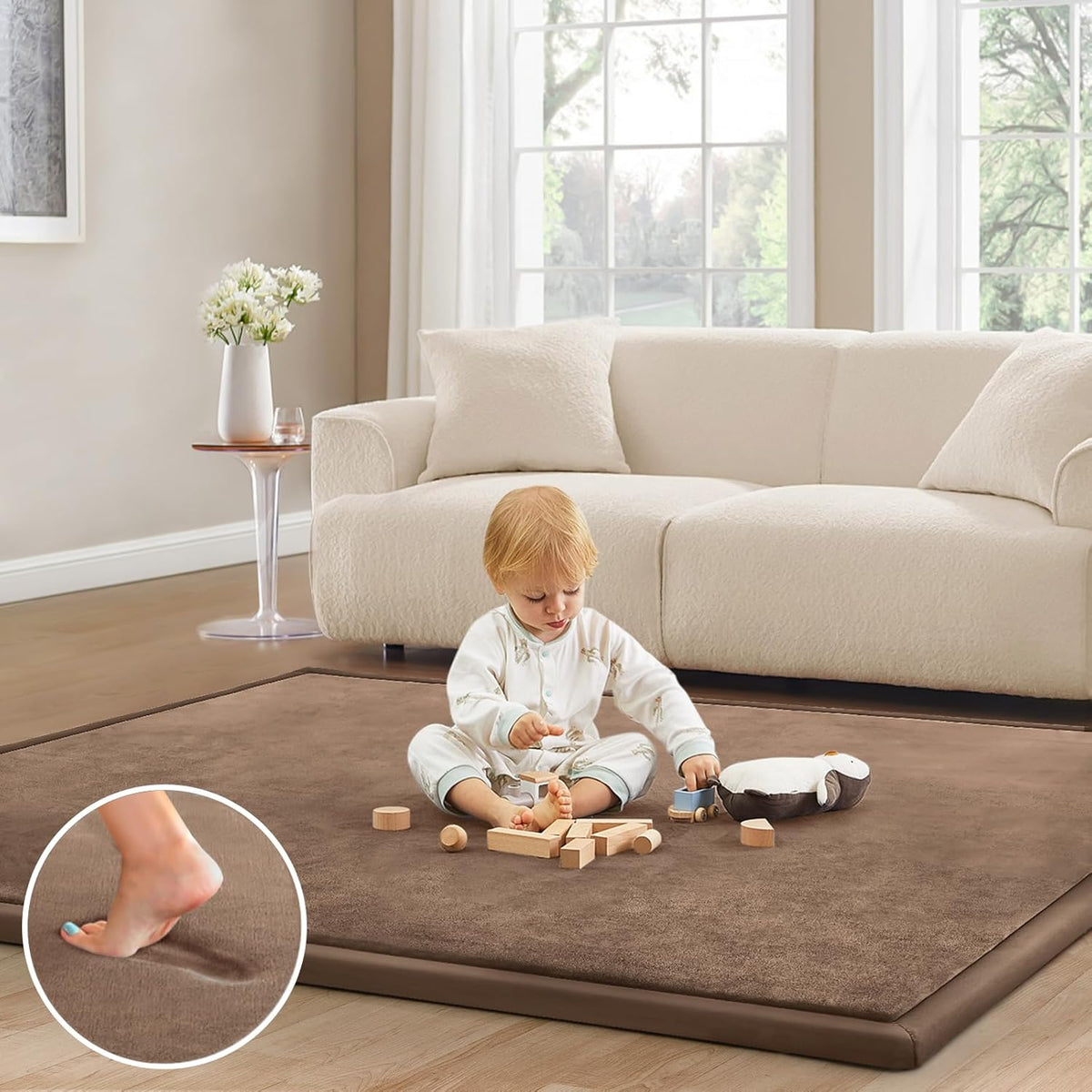 Baby Play Mat 1.2" Thick Memory Foam Nursery Rug Area Rug, 4’11” X 3’28” Yoga Mat Playmat Crawling
