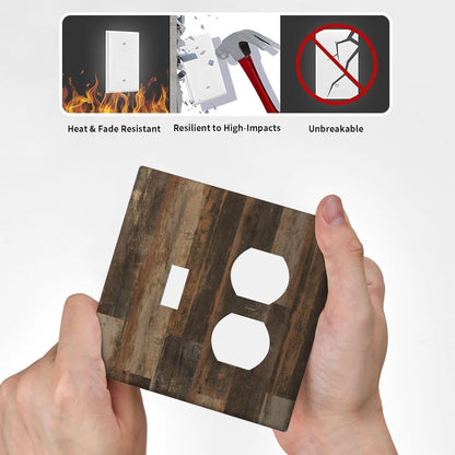 Rustic Brown Wood Grain Dark Oak Wallplates 1 Toggle 1 Duplex Switch Plate Electrical GFCI