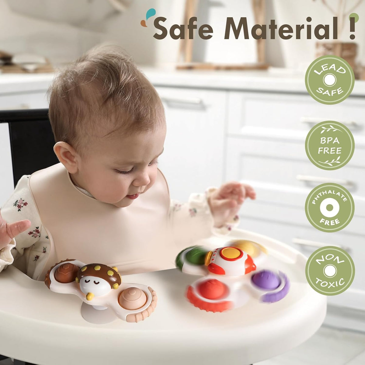 ALASOU 3PCS Pop Suction Cup Spinner Toys for 1 Year Old Boy Girl|Novelty Spinning Tops Toddler Toys