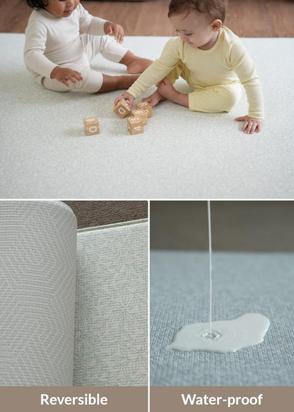 Baby Care Play Mat (Large, Hygge - Twig & Maze) 82'' x 55'' Original One-Piece Reversible Rollable