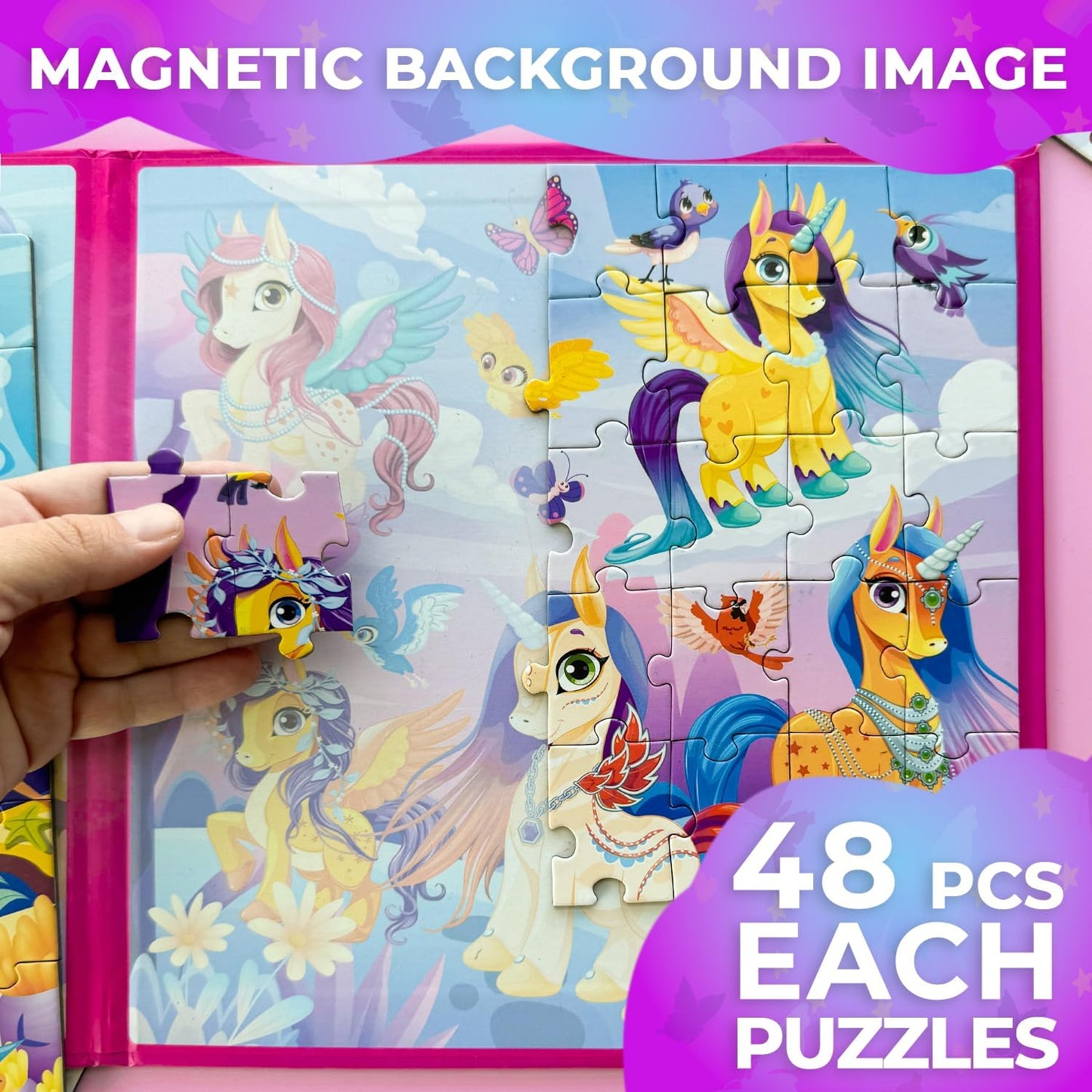 QUOKKA Magnetic Puzzles for Kids Ages 4-6 - 2x48 Travel Puzzle Games for Toddlers 3-5 Years Old