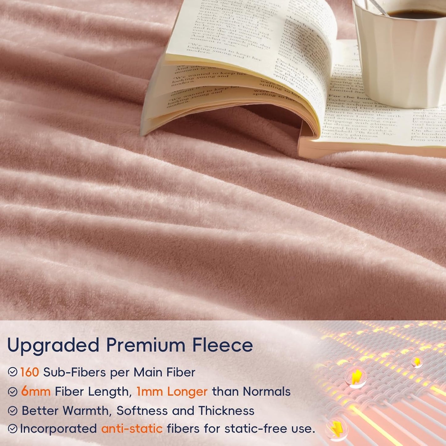 PHF Ultra Soft Fleece Blanket King Size, No Shed No Pilling Luxury Plush Cozy 300GSM Lightweight