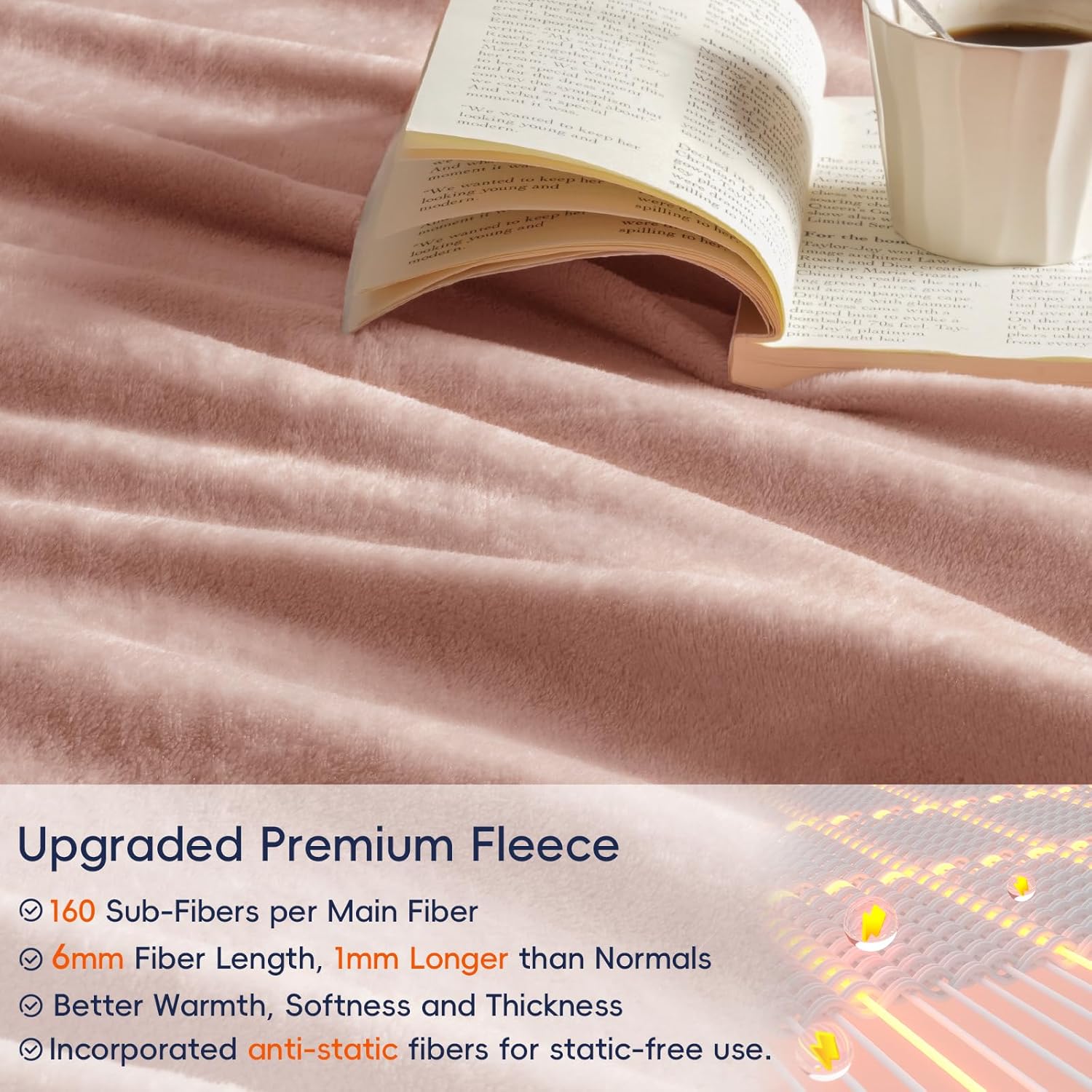 PHF Ultra Soft Fleece Blanket King Size, No Shed No Pilling Luxury Plush Cozy 300GSM Lightweight