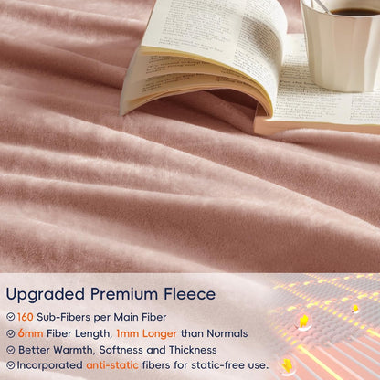 PHF Ultra Soft Fleece Blanket King Size, No Shed No Pilling Luxury Plush Cozy 300GSM Lightweight