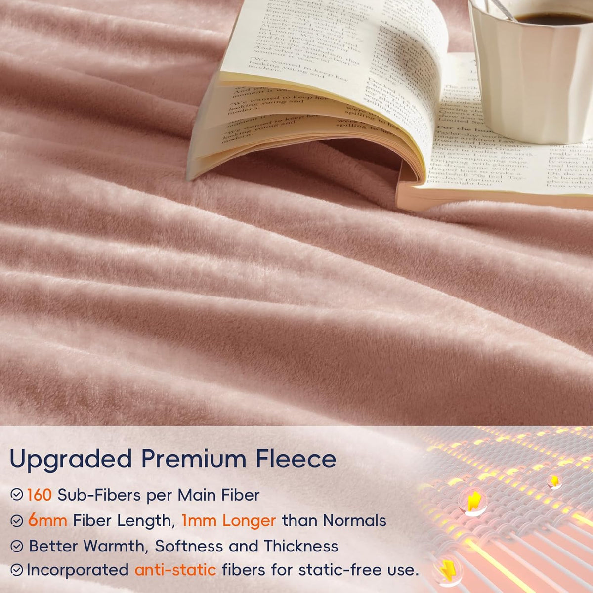 PHF Ultra Soft Fleece Blanket Twin Size, No Shed No Pilling Luxury Plush Cozy 300GSM Lightweight