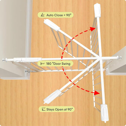 Extra Wide Baby Gate 85.8-104.5 Inch, Pressure Mounted No Drilling, for Stairs & Doorways, Metal
