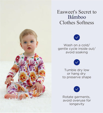 Baby One-Piece Romper Footless Bamboo Viscose Pajamas Sleepers for Baby Boys and Girls