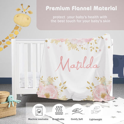 Personalized Crown Blanket for Baby Girl Custom Gifts for Baby Shower Birthday Christmas Customized