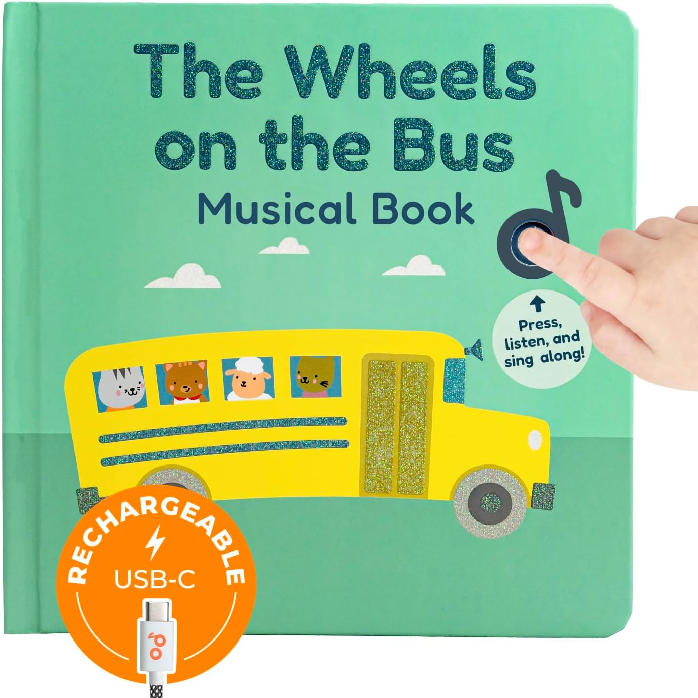 Calis Books The Wheels on The Bus Book | New Rechargeable Musical Book, No More Batteries | Books