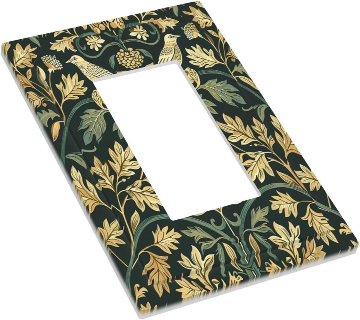 Decorative Outlet Covers William Morris Vintage Botanical Birds Golden Green Leaves 1 Gang Single