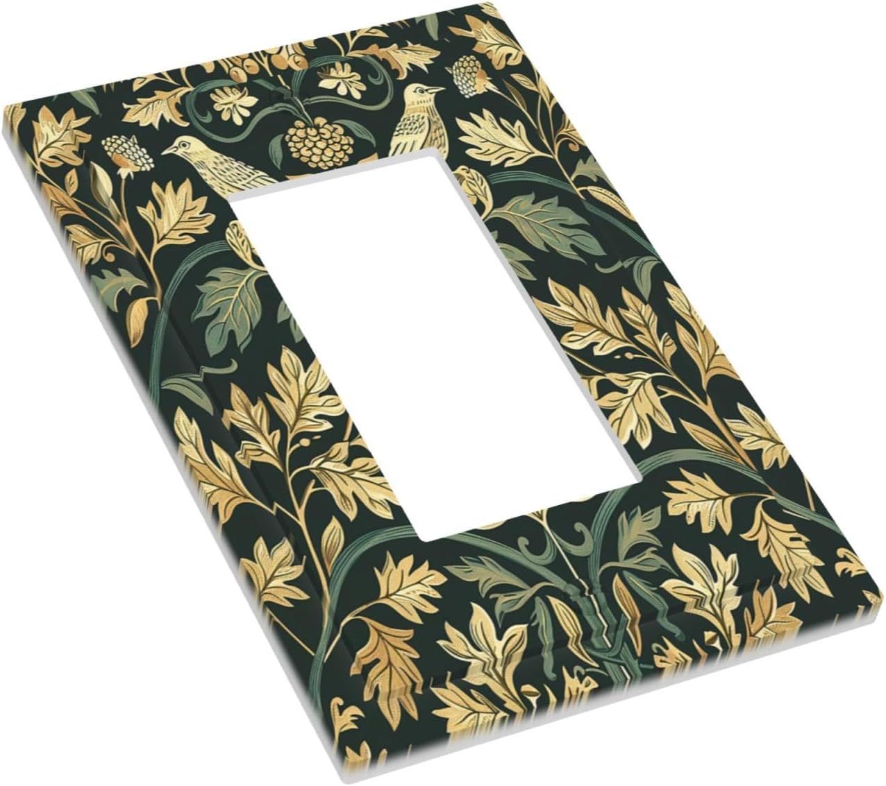 Decorative Outlet Covers William Morris Vintage Botanical Birds Golden Green Leaves 1 Gang Single
