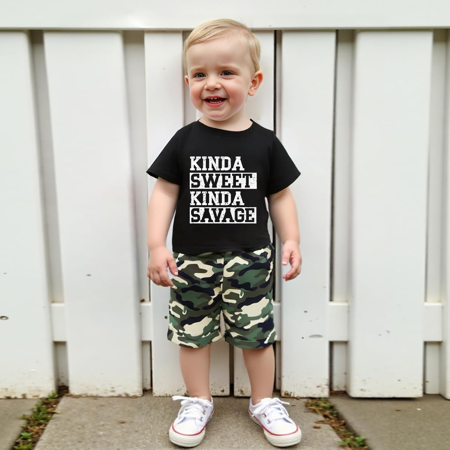wdehow Toddler Kids Baby Boy Summer Clothes Sets 1T 2T 3T 4T 5T Letter Print Short Sleeve Tops