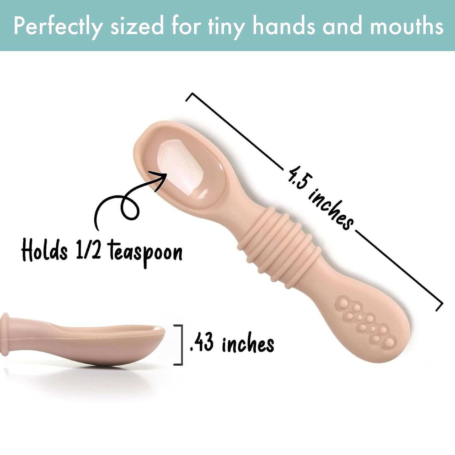 PrimaStella Silicone Chew Spoon 6-Piece Set | First Stage Feeding Spoons | Baby Led Weaning