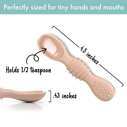 PrimaStella Silicone Chew Spoon 6-Piece Set | First Stage Feeding Spoons | Baby Led Weaning