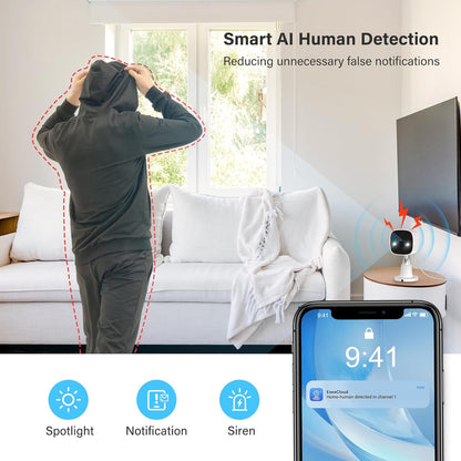 Jennov Outdoor/Indoor Security Cameras 5Ghz/2.4Ghz, 2K HD WiFi/Color Night Vision/Motion Detection