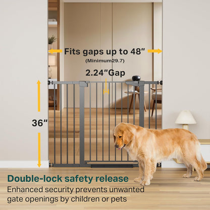 Cumbor 36" Extra Tall Baby Gate for Stairs, 29.7-48" Wide Dog Gates for Doorways, Auto Close Safety