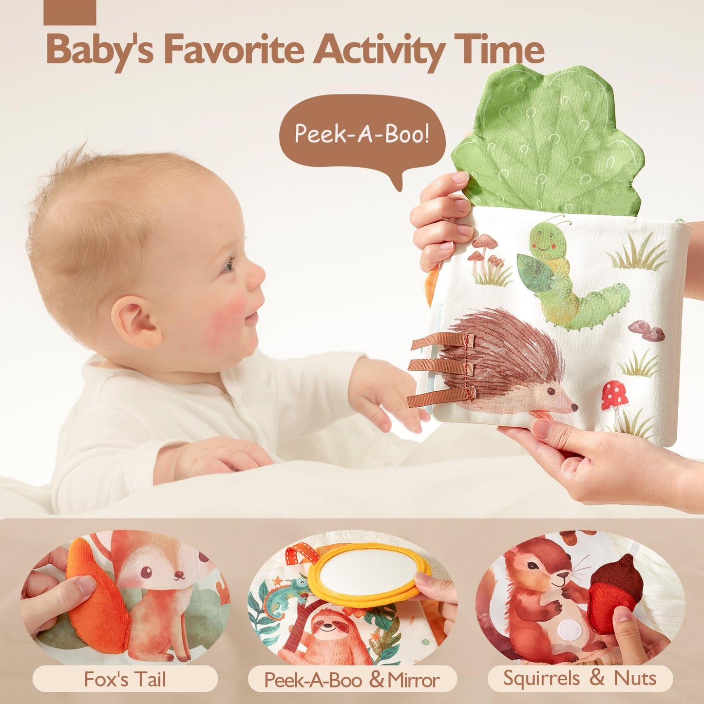 hahaland Baby Soft Cloth Crinkle Books Touch and Feel Sensory Infant Toy