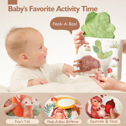 hahaland Baby Soft Cloth Crinkle Books Touch and Feel Sensory Infant Toy