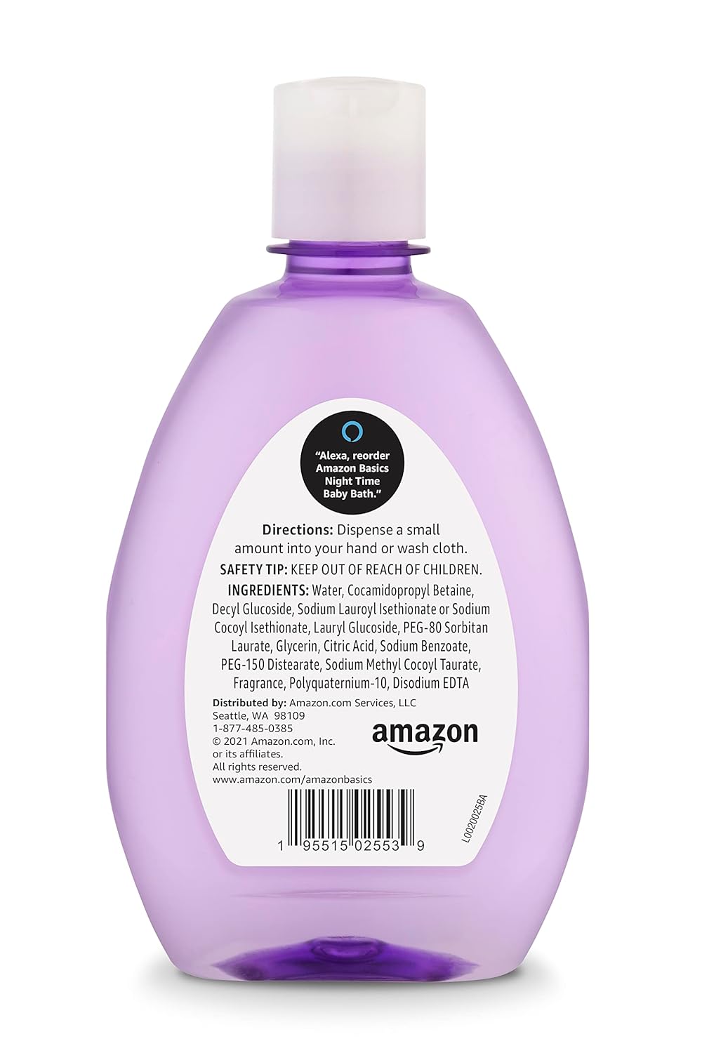 Amazon Basics Hypoallergenic Tear-Free Night-Time Baby Calming Bath, 13.6 Fl Oz (Pack of 4)