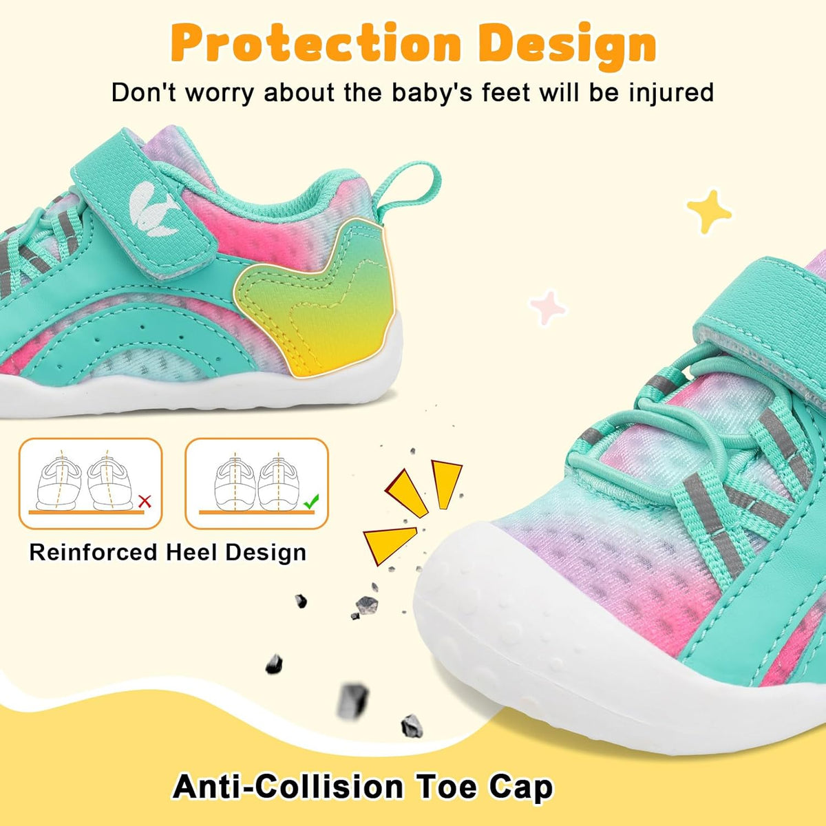 FEETCITY Wide Baby Shoes Boys Girls Baby Barefoot Shoes Breathable Infant Walking Shoe Crib Sock
