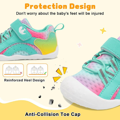 FEETCITY Wide Baby Shoes Boys Girls Baby Barefoot Shoes Breathable Infant Walking Shoe Crib Sock