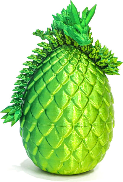Dragon Egg - 3D Printed Egg with Flexible Pearly Sheen Dragon Inside, 3D Printed Surprise Gift