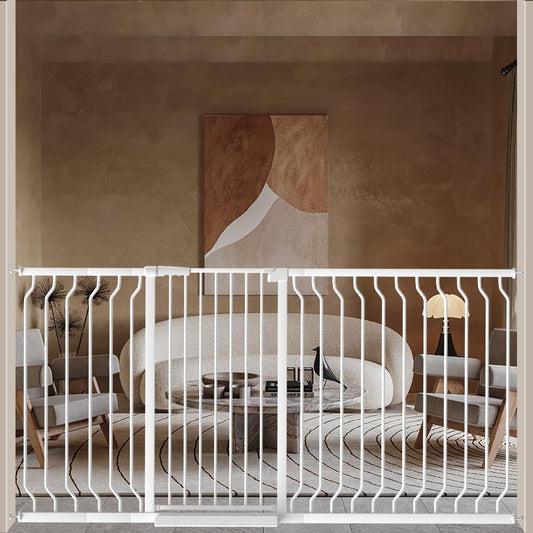 WAOWAO Extra Tall 40.55" Baby Gate 57.48-74.4" Wide Pressure Mounted Walk Through Swing Auto Close