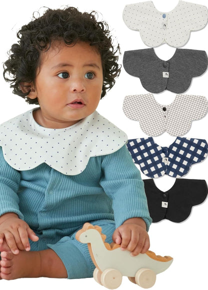 Konny Baby Bibs 5-Pack, 360 ° Rotate, Soft and Absorbent Bandana Drooling for Boys Girls baby