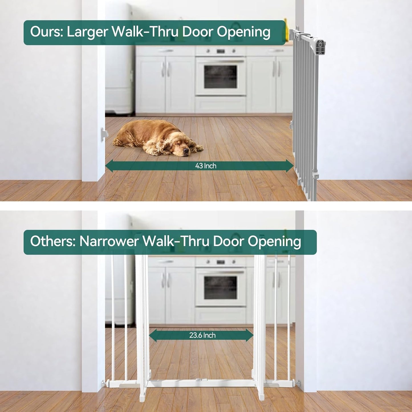 Babelio 31.5-55" No Bottom Bar Baby Gate Extra Wide, 2-in-1 Auto Close Dog Gate for The House