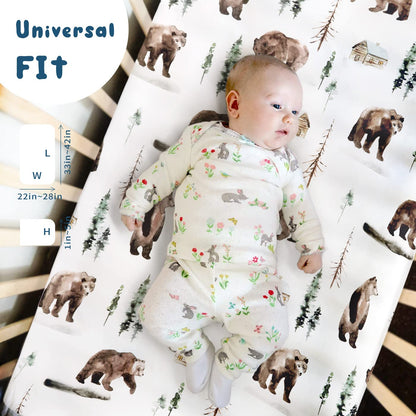GRSSDER Stretchy Ultra Soft Jersey Knit Fitted Pack n Play Sheets Set 2 Pack, Neutral Portable/Mini
