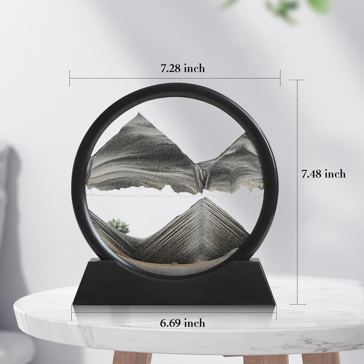 KPNUWN Moving Sand Art Liquid Motion, 3D Deep Sea Sandscape Color Quicksand Decor, Round Glass