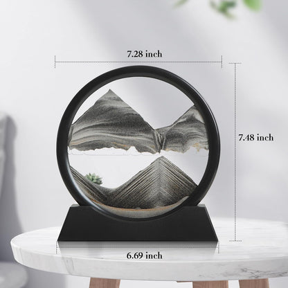 KPNUWN Moving Sand Art Liquid Motion, 3D Deep Sea Sandscape Color Quicksand Decor, Round Glass