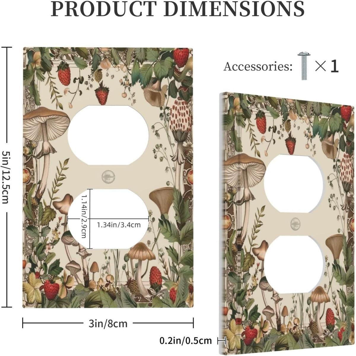 Decorative Outlet Covers Rustic Mushroom Garden Red Strawberry 1 Gang Duplex Light Switch Cover
