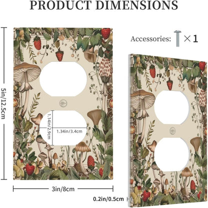 Decorative Outlet Covers Rustic Mushroom Garden Red Strawberry 1 Gang Duplex Light Switch Cover