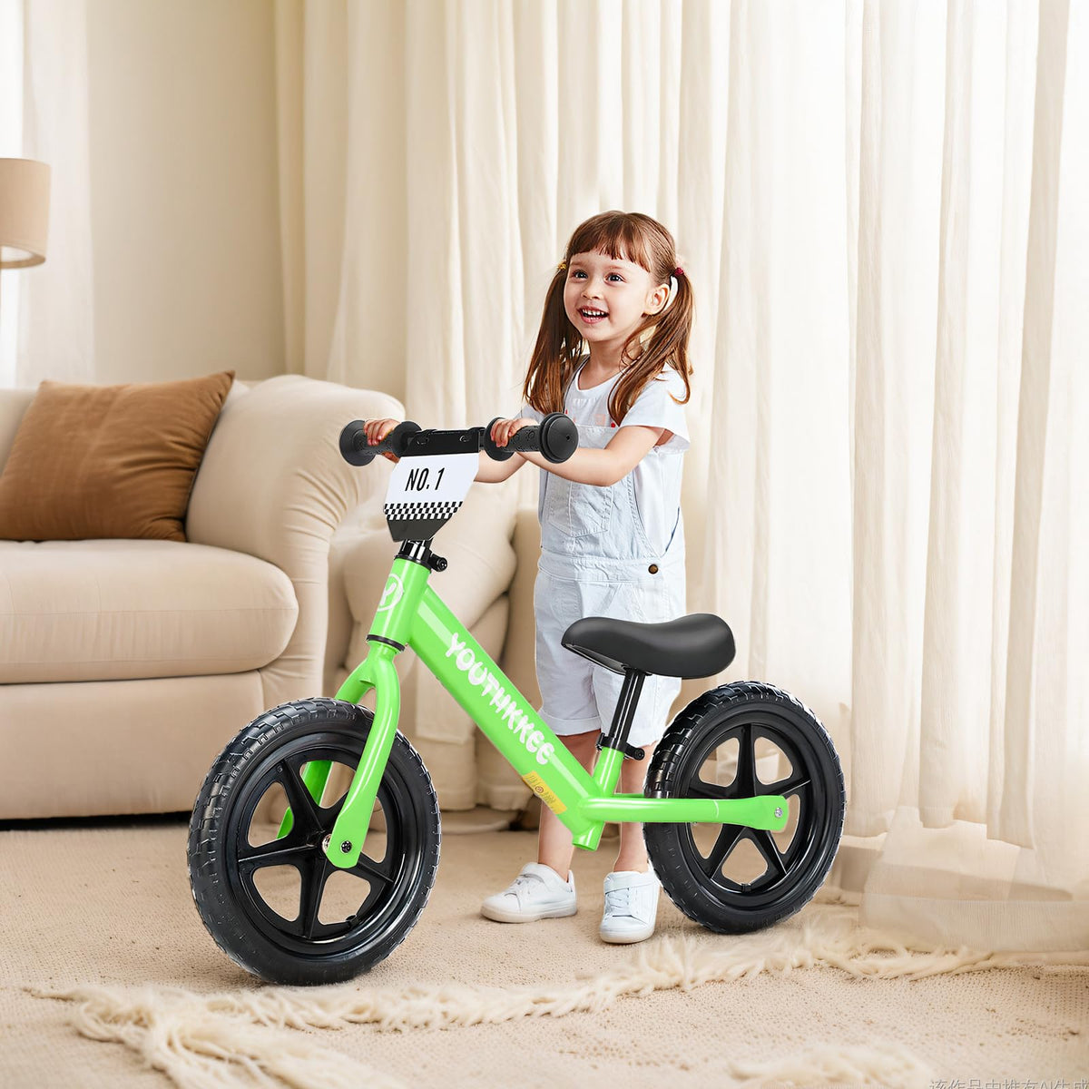 Youthkkee 12 Inch Toddler Balance Bike for 1-3 Year Olds, No-Pedal Bike with Tool-Free Adjustable