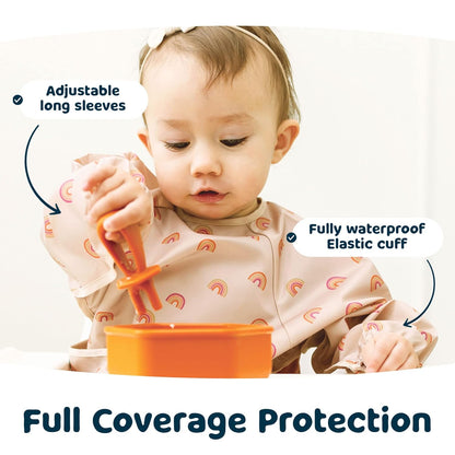Tiny Twinkle Mess Proof Baby Bib,Waterproof Smock Baby Bib for Eating,Machine Washable Long Sleeve